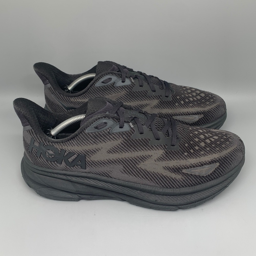 Hoka One Clifton 9 Black Running Shoes Men's Size 12.5D - Picture 1 of 10